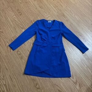 Elegant Blue Wrap Dress